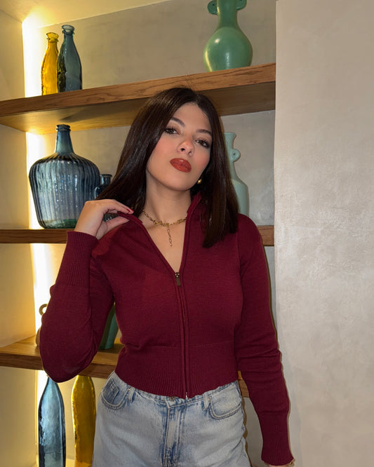 Knit Zip Up Cardigan