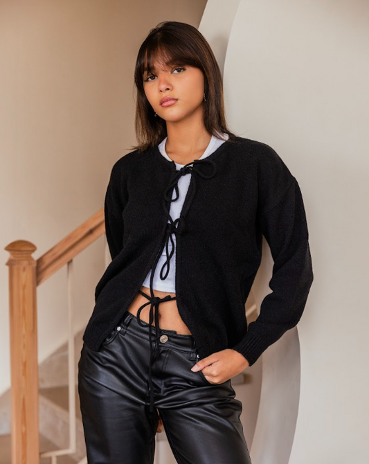 Knit Cardigan With Ties